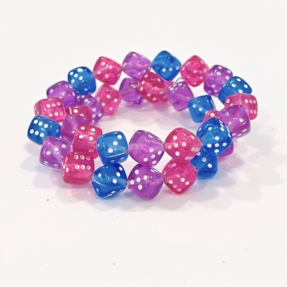 Jewelry - Dice Bracelet Spiral No Clasp Blue Pink Purple